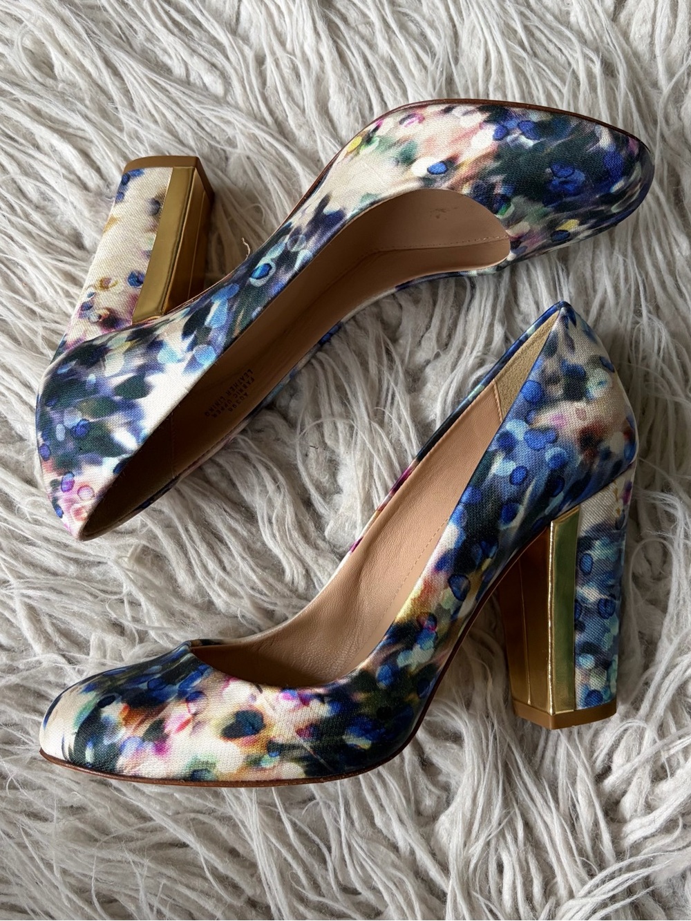 J.Crew Collection Blakely Printed Block Heel Blue Facade Multicolor Pumps Size 6
